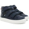 Soft Nappa Leather Sneaker Boots, Dark Blue - Sneakers - 3