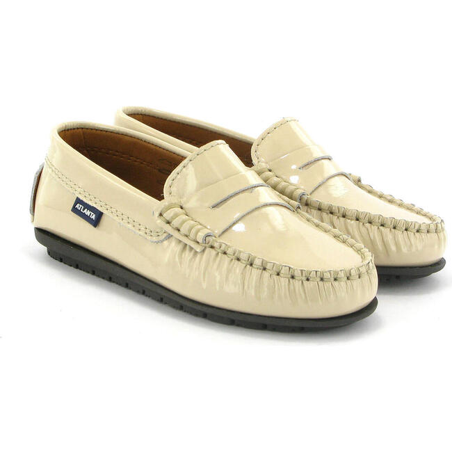 Patent Leather Penny Mocassins, Beige - Loafers - 3