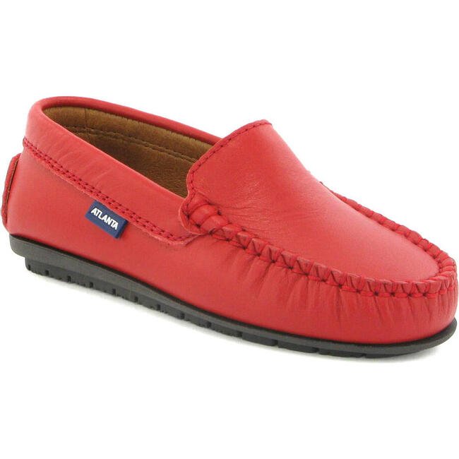 Plain Mocassins, Red Smooth Leather - Loafers - 2