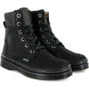 Nubuck Leather Lace Up Boots, Black - Boots - 3