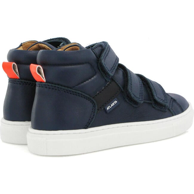 Soft Nappa Leather Sneaker Boots, Dark Blue - Sneakers - 4