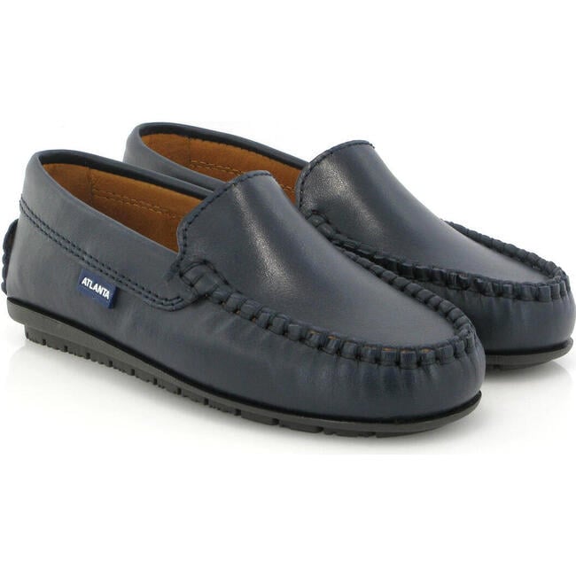 Plain Mocassins, Dark Blue Smooth Leather - Loafers - 3