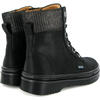 Nubuck Leather Lace Up Boots, Black - Boots - 4