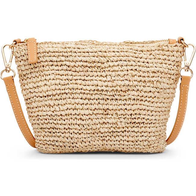 Women's Harley Leather Strap Small Woven Raffia Bag, Natural