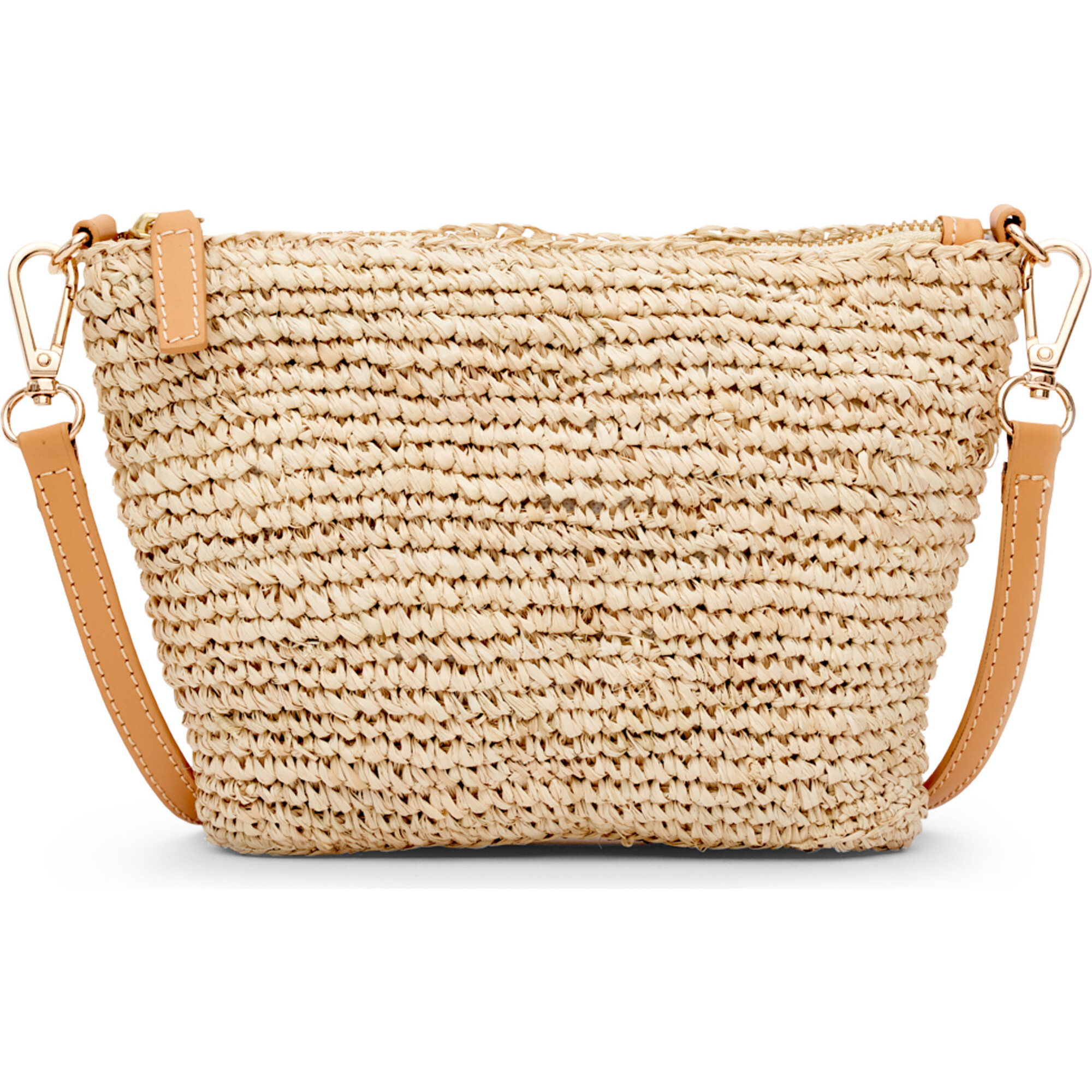 Women's Harley Leather Strap Small Woven Raffia Bag, Natural - Bags - 1