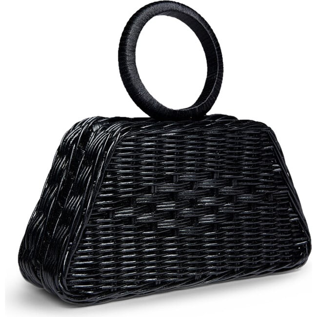 Women's Aiko Bracelet Top Handle Wicker Clutch, Black - Bags - 3