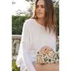 Women's Hana Hand-Embroidered Chain Strap Raffia Clutch, Blue - Bags - 4