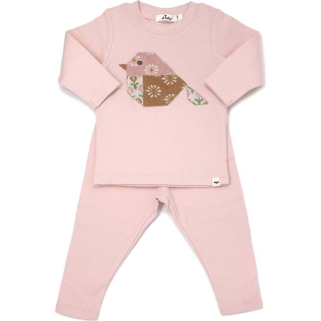 Quilted Bird Two Piece Set, Pale Pink