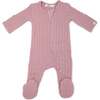 Two Way Zip Cable Footie, Blush - Footie Pajamas - 1 - thumbnail