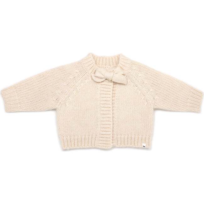 Scandi Bow Cardigan, Heather Cream