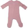 Two Way Zip Cable Footie, Blush - Footie Pajamas - 3