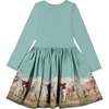 Cotton Llama Print Dress, Blue - Dresses - 2