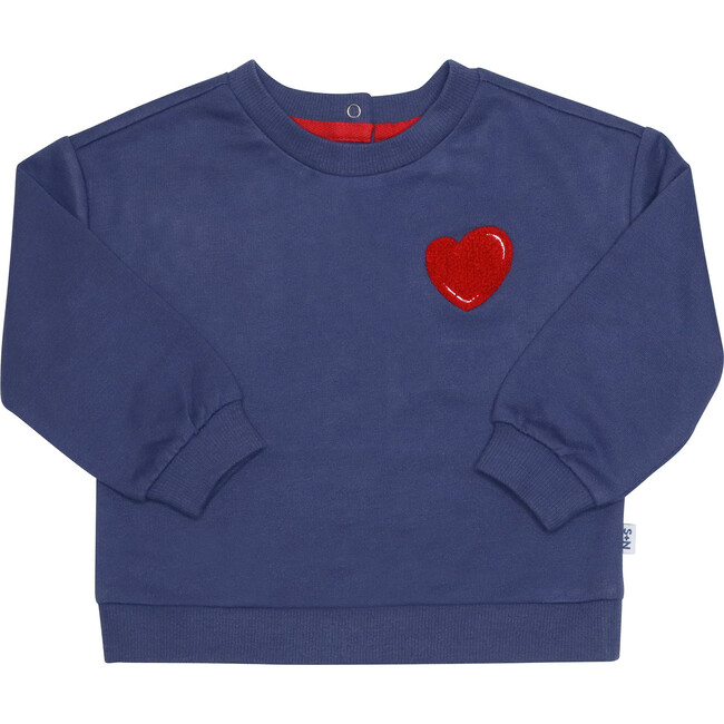 Frankie Sweatshirt with Heart, Washed Indigo