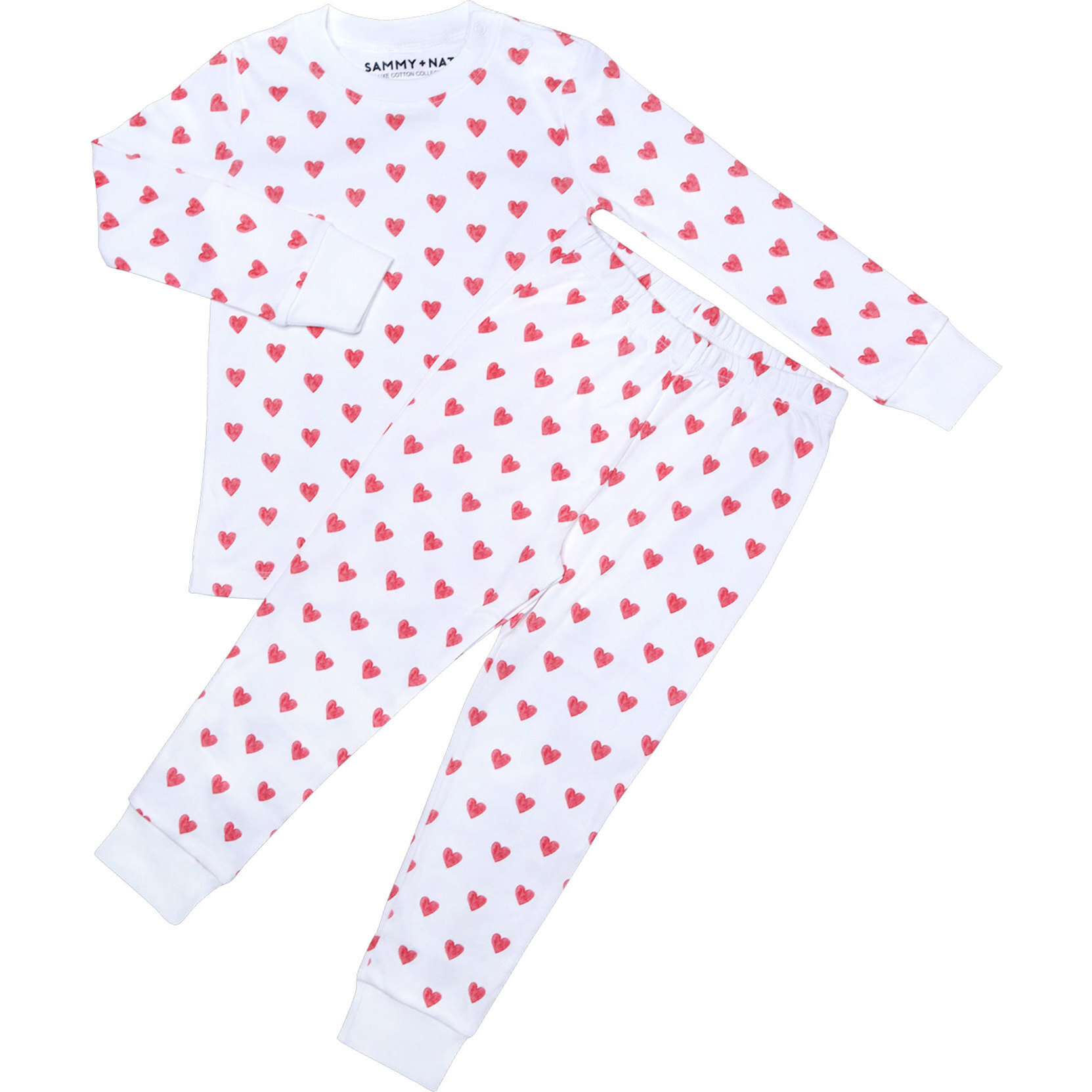 The Organic Long Sleeve Pajama Set [Poppy Jelly Bean Hearts]