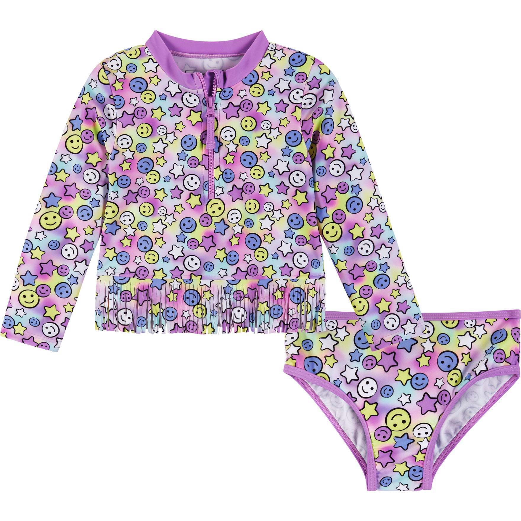 Smiley Face Print Rashguard Set - Rash Guards - 1