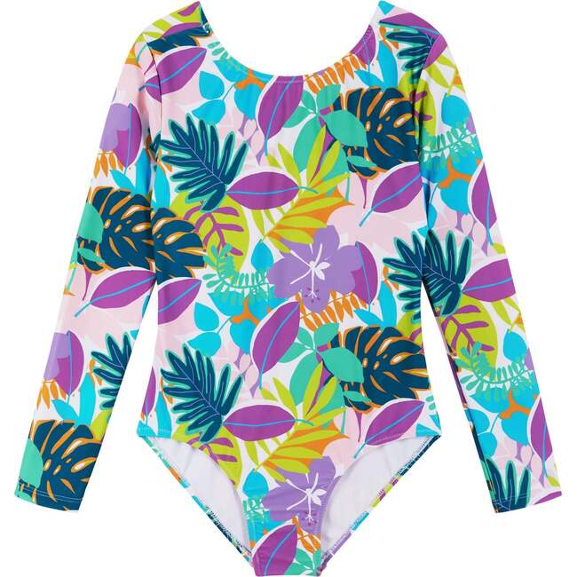 Tropical Print Long Sleeve Swimsuit