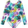 Tropical Print Long Sleeve Swimsuit - One Pieces - 1 - thumbnail