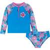 Rashguard Set , Blue Floral Print - Rash Guards - 1 - thumbnail