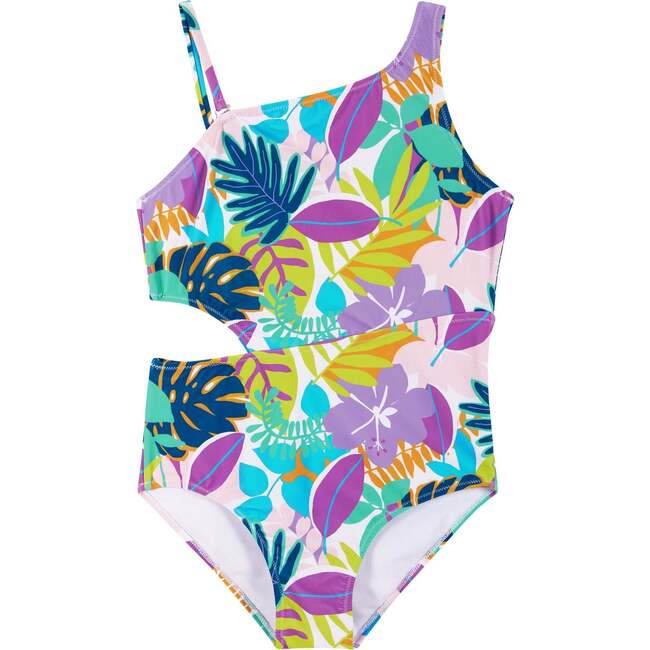 Tropical Print One-Shoulder Swimsuit