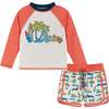 Raglan Rashguard and Boardshort , Retro Beach Scene Graphic - Rash Guards - 1 - thumbnail