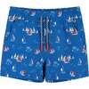 Sailboat Print Boardshort - Swim Trunks - 1 - thumbnail