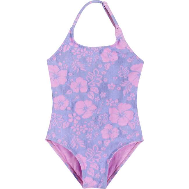 Purple Floral Halter Swimsuit