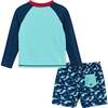 Raglan Rashguard and Boardshort Set , Shark Graphic - Rash Guards - 3