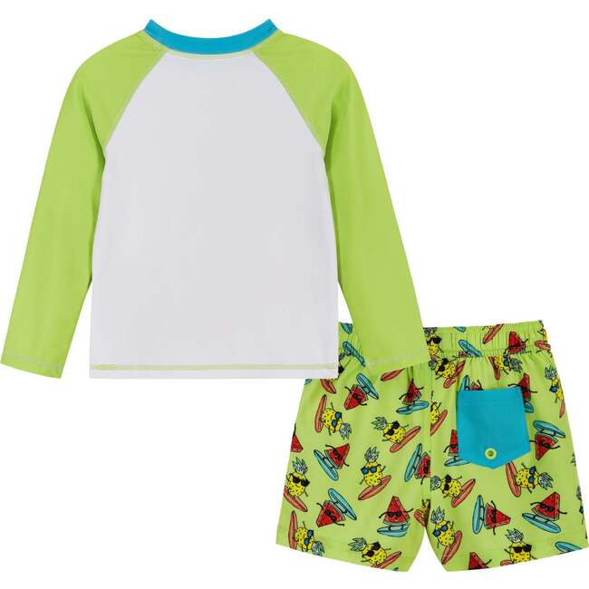 Raglan Rashguard and Boardshort Set , Surfing Pineapple Graphic - Rash Guards - 3