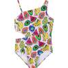 Pink Fruit Print One-Shoulder Swimsuit - One Pieces - 1 - thumbnail