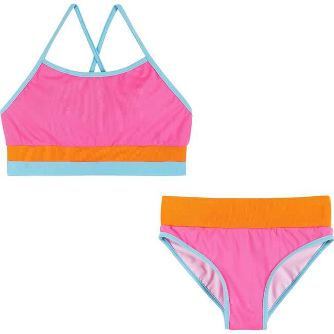 Pink Colorblocked Two-Piece Swimsuit