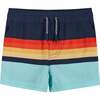 Multi Stripe Boardshort w/Built-In Comfort Stretch Short Liner - Swim Trunks - 1 - thumbnail