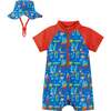 Infant Swim Romper and Hat , Surfboard Print - Rash Guards - 1 - thumbnail