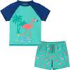 Infant Rashguard and Boardshort Set , Skate & Surf Flamingo Graphic - Rash Guards - 1 - thumbnail