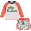 Infant Raglan Rashguard and Boardshort , Retro Beach Scene - Rash Guards - 1 - thumbnail