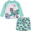 Infant Raglan Rashguard and Boardshort Set , Surfing Dinosaur - Rash Guards - 1 - thumbnail