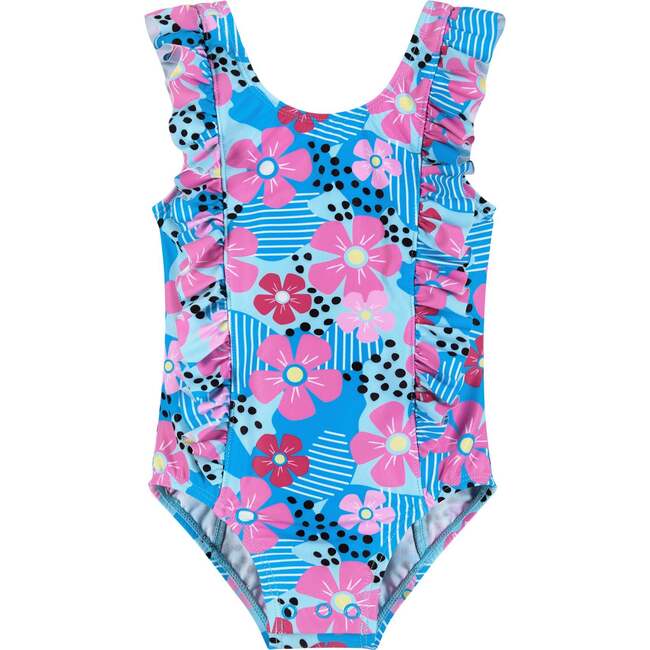 Infant Aqua Floral Print One-Piece Swimsuit