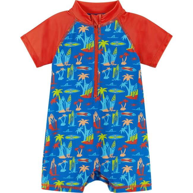 Infant Swim Romper and Hat , Surfboard Print - Rash Guards - 3