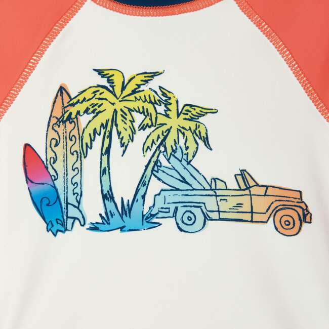 Infant Raglan Rashguard and Boardshort , Retro Beach Scene - Rash Guards - 2