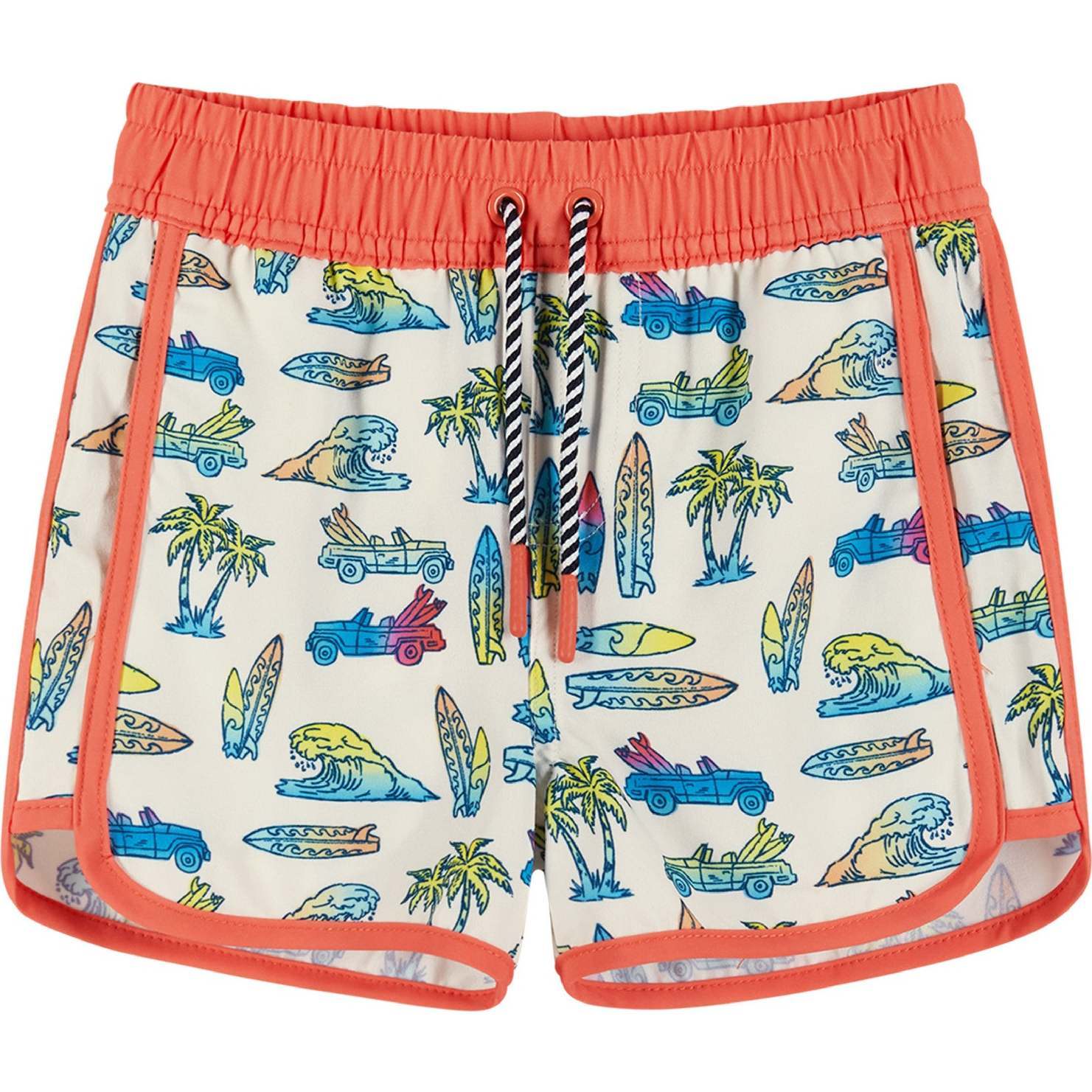 Car & Surfboard Print Boardshort - Swim Trunks - 1