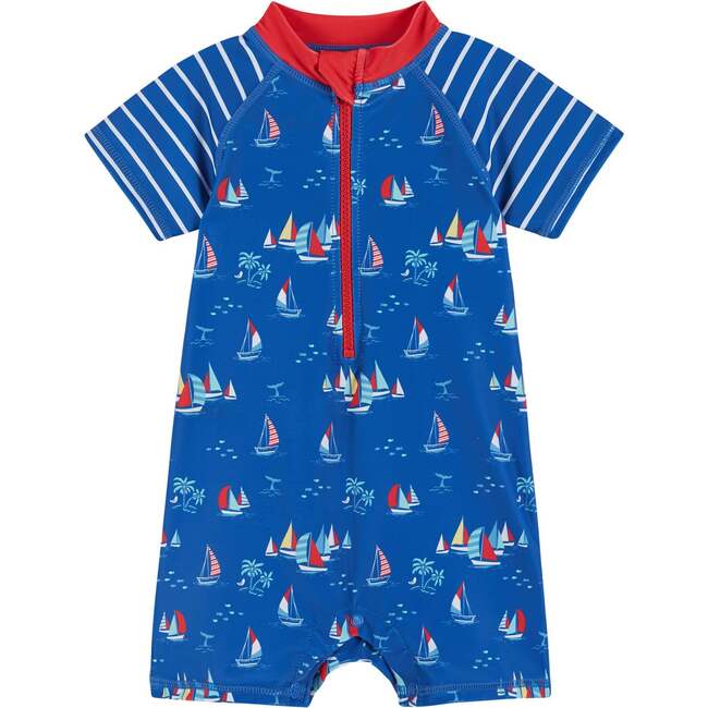 Infant Swim Romper and Hat , Sailboat Print - One Pieces - 3