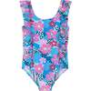 Aqua Floral Print One-Piece Swimsuit - One Pieces - 1 - thumbnail
