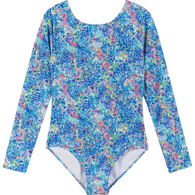 Blue Abstract Long Sleeve Swimsuit