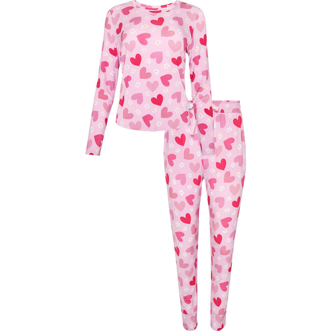 Daisy Love Women's Long Sleeve Scoop Neck & Jogger Pajama, Pink - Pajamas - 1