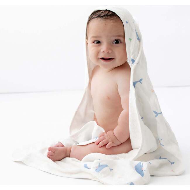 Hooded Towel Set, Whale - Bath Towels - 2