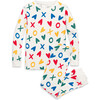 Organic PJ Set In Rainbow XOs, Ivory XO Hearts - Pajamas - 1 - thumbnail