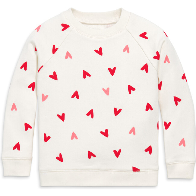 Sweatshirt In Mini Hearts, Ivory Tossed Hearts - Sweatshirts - 1