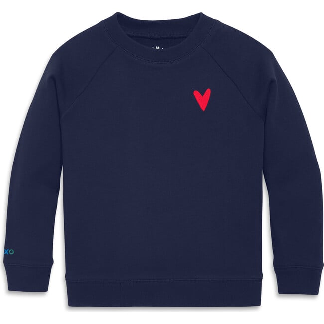 Embroidered Heart Sweatshirt, Navy