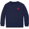 Embroidered Heart Sweatshirt, Navy - Sweatshirts - 1 - thumbnail