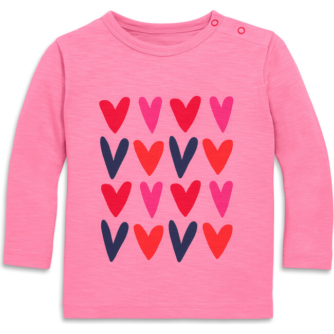 Baby Long Sleeve Candy Heart Tee, Taffy Hearts - T-Shirts - 1