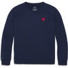 Grown-Ups Embroidered Heart Sweatshirt, Navy - Sweatshirts - 1 - thumbnail